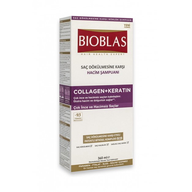 Bioblas Şampuan & Collegen Ve Keratin Hacim Hacimsiz Ve Yıpranmış Saçlar İçin 360ml