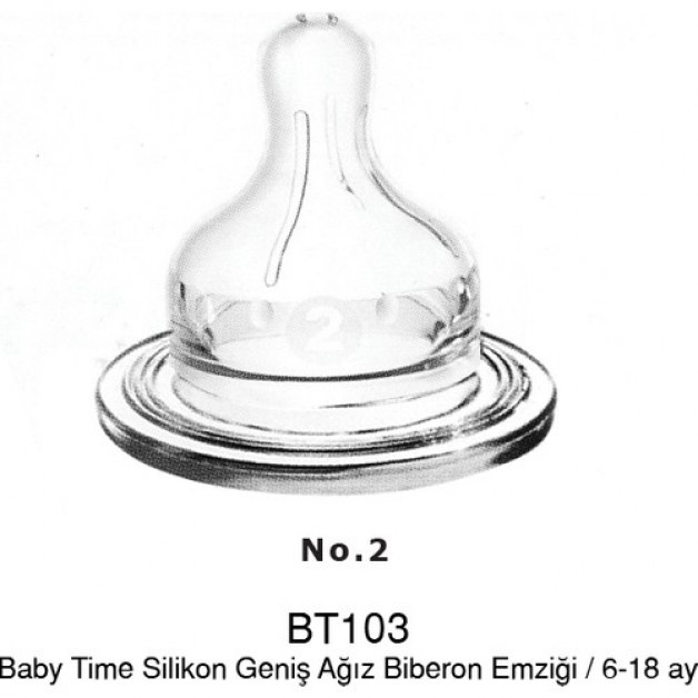 Babytime Biberon & Yedek Silikon Geniş Ağız Biberon Emziği  No: 02