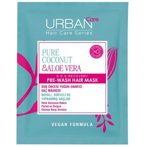 Urban Care Saç Maskesi Pure Coconut & Aloe Vera Boyalı Saçlara Özel Renk Koruyucu Duş Öncesi Vegan 50ml