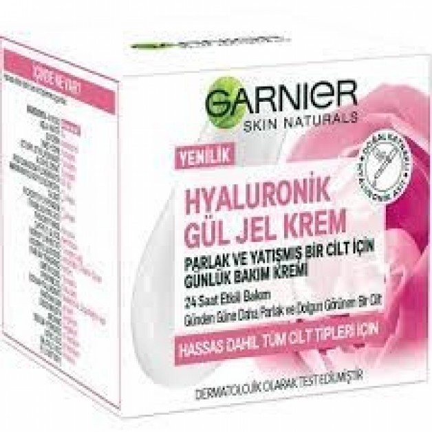 Garnier Yüz Bakım Kremi & Hyaluronik, Gül Özü, Parlak, Yatışmış Bir Cilt İçin Gündüz Kremi 50Ml
