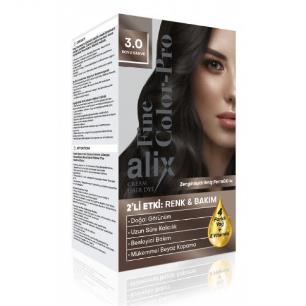 Alix Kit Saç Boyası 50 Ml 3.0 Koyu Kahve