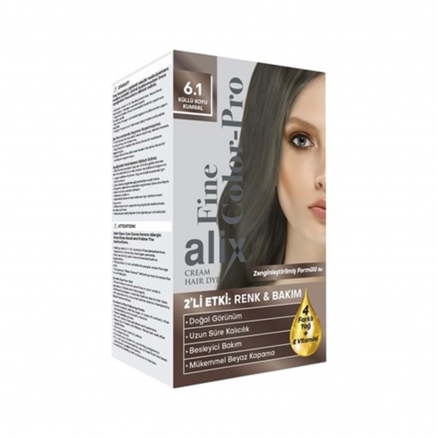 Alix Kit Saç Boyası 50 Ml 6.1 Küllü Koyu Kumral Alix Kit Saç Boyası 50 Ml 6.1 Küllü Koyu Kumral