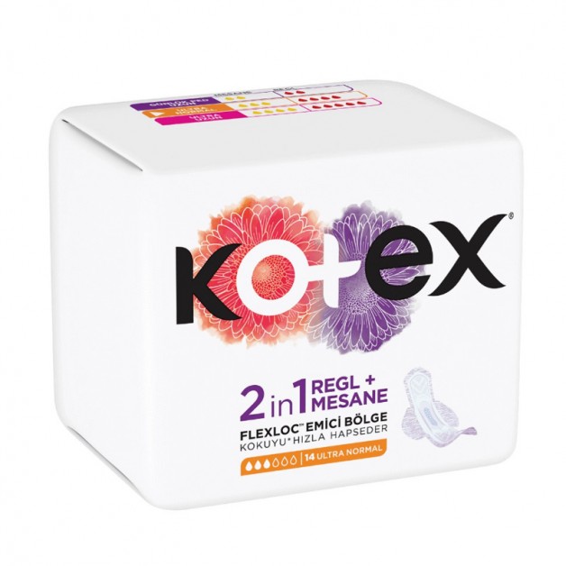 Kotex 2 İn 1 Regl + Ultra Normal Mesane Pedi̇ 14 Lü