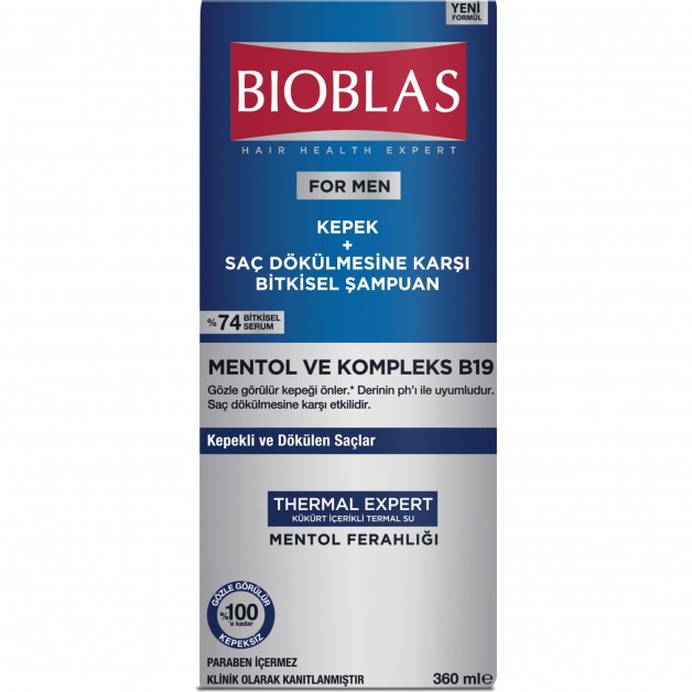 Bioblas şampuan 360 Ml Formen Kepek Karşiti Mentol+b19 Kepek