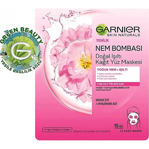 Garnier Yüz Bakım Maskesi & Nem Bombası Ve Işıltı Verici Kağıt Maske 1 Adet