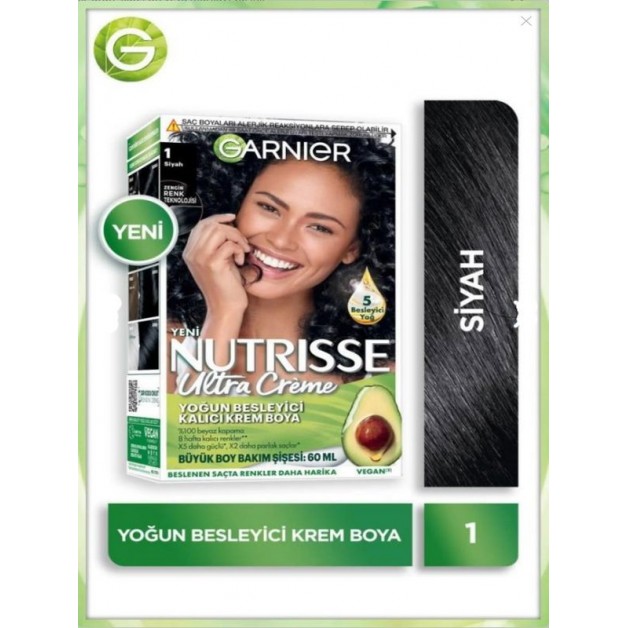Garnier Nutrisse Saç Boyası & Ultra Creme No: 1 Siyah