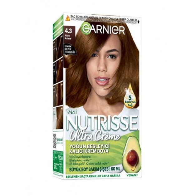 Garnier Nutrisse Saç Boyası & Ultra Creme No: 4.3 Altın Kahve