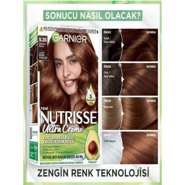 Garnier Nutrisse Saç Boyası & Ultra Creme No: 5.35 Çikolata Kahve