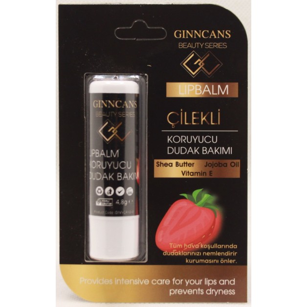 Gınncans Lıp Balm Ruj & Cosmetıcs Çilek Aromalı Dudak Koruyucu 4,8Gr