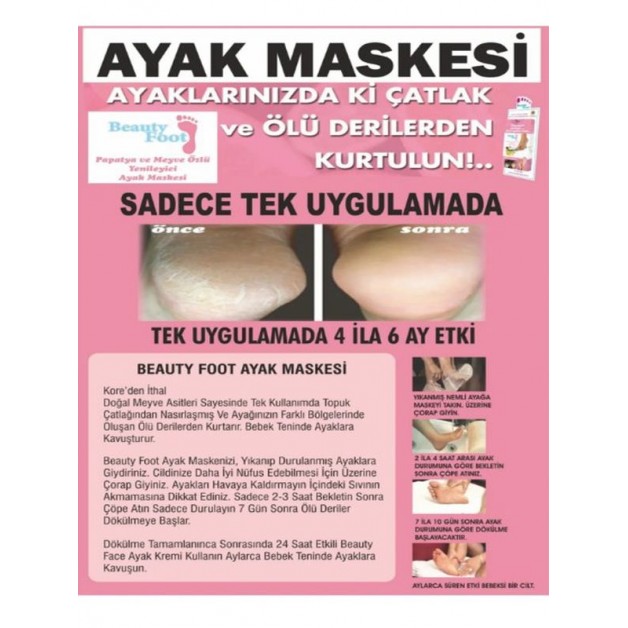 Beauty Collection Ayak Bakım Maskesi & Papatya Ve Meyve Özlü Yenileyici Kağıt Maske 1 Adet