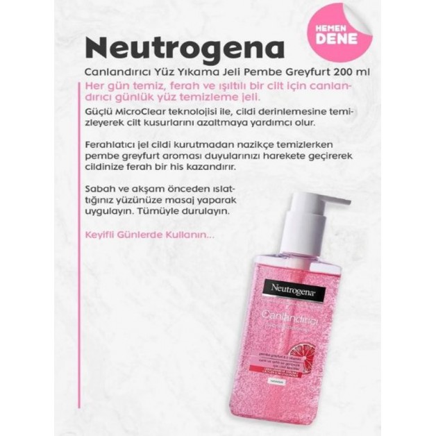 Neutrogena Yüz Temizleme Jeli & Pembe Greyfurt 200Ml