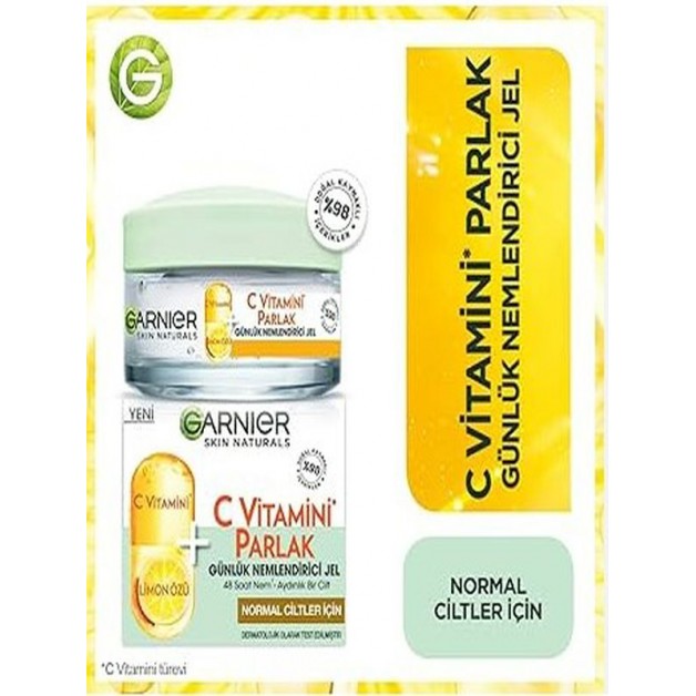 Garnier Yüz Bakım Kremi & C Vitamini, Nemlendirici, Parlaklık Veren Jel Gündüz Kremi 50Ml