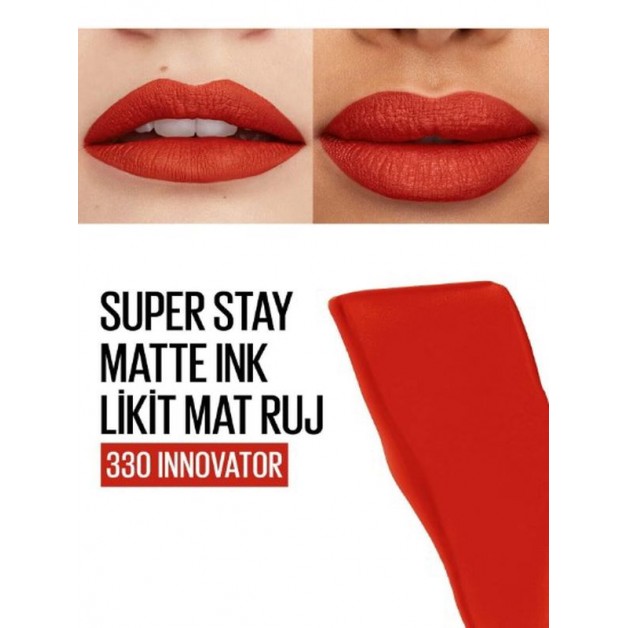 Maybelline Newyork Lıp Gloss Ruj & Superstay Matee Ink Likit 330 Innovator Kırmızı